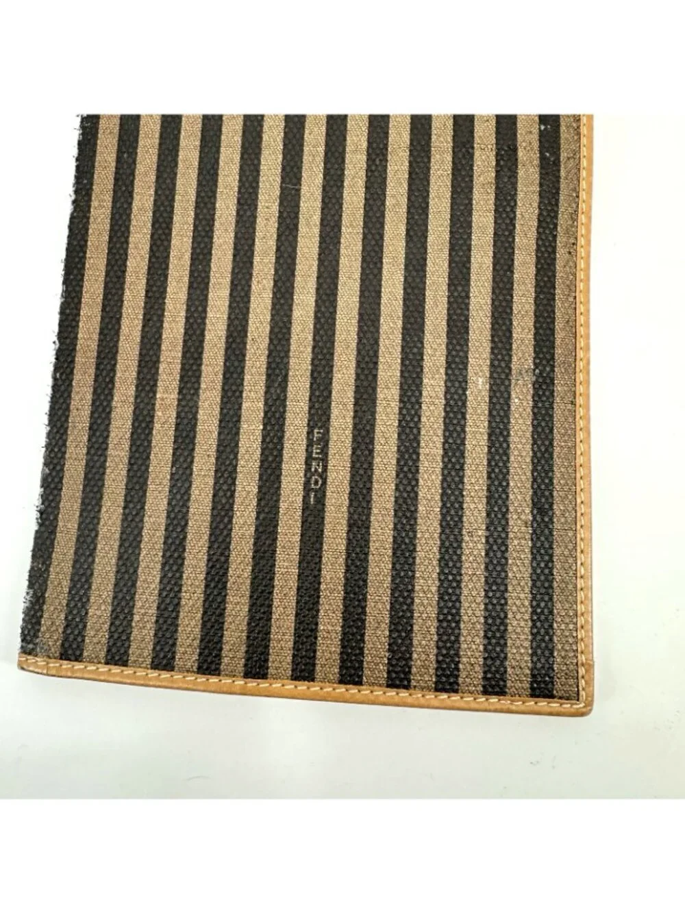 vintage FENDI PEQUIN stripe portfolio clutch wallet document holder italy